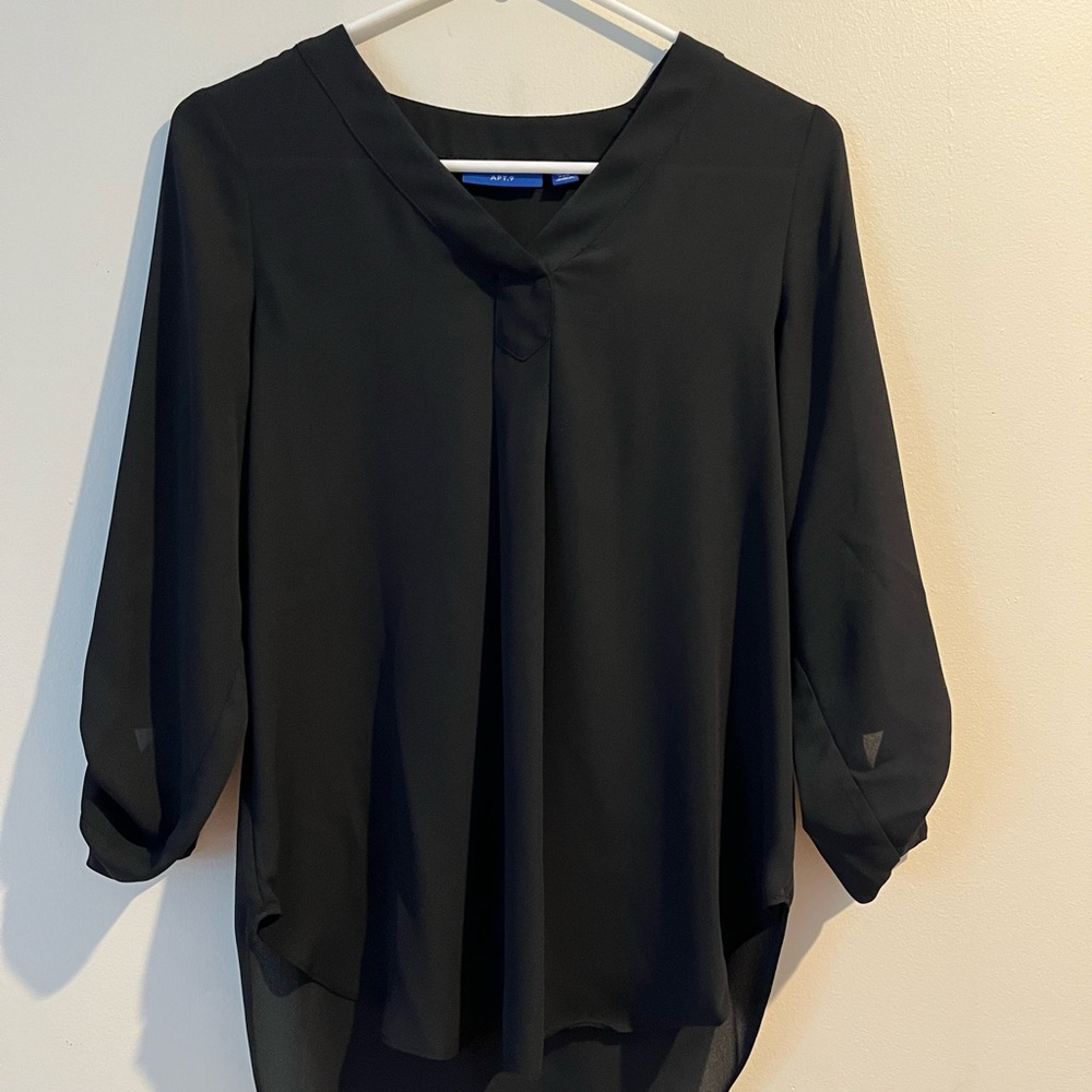 Apt. 9 Black V-Neck Blouse XSP